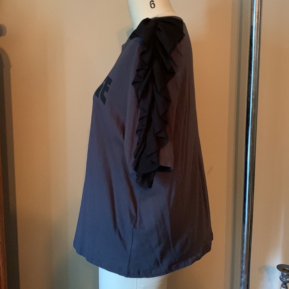 Zara Ruffle Sleeve STRANGE T-shirt - Picture 4 of 6